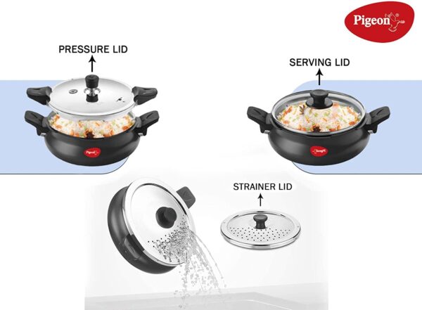 Pigeon by Stovekraft All in One Super Cooker 620-H 3 Litre Hard Anodised Outer Lid Pressure Cooker