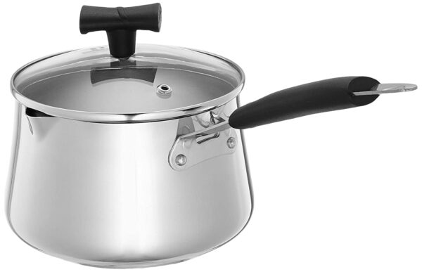 Amazon Brand - Solimo Stainless Steel T Pan with Glass Lid & Induction Base, 1.5 Litre