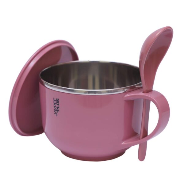 Jaypee Plus Stainless Steel Solid Soup Container/Bowl with Lid & Spoon Holder, Soup-tok - Pink