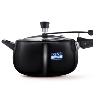 KENT Hard Anodized Pressure Cooker with SS Inner Lid 5 Litre Hard Anodized Body Inside Out SS Lid Food Grade 3.25 mm Thick Base Long Lasting Sealing Gasket Suitable for Induction Cooktops