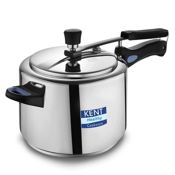 KENT Pressure Cooker SS Inner Heavy Encapsulated Bottom Injection Moulded Handles for Durability Lead Free Saftey Valve Suitable for Induction Cooktops