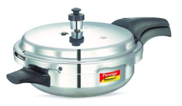 Prestige Deluxe Plus Induction Base Junior Pan Aluminium Outer Lid Pressure Cooker, 3 Litres, Silver