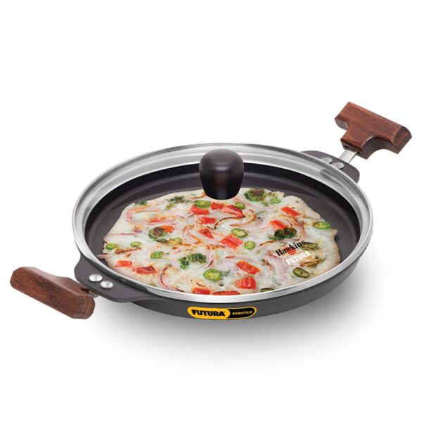 Hawkins Futura 24 cm Uttapam Pan, Pancake Tava, Non Stick Uttapa Tawa, Pancake Pan, Snack Maker, Black