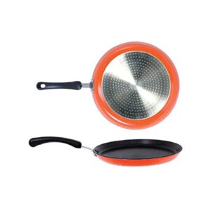 Meyer Non Stick Aluminium Dosa Tawa Dosa tawa Induction Base Nonstick Flat Dosa Tawa Nonstick pan Dosa Tawa with Single Handle 24cm 3mm Thick Orange