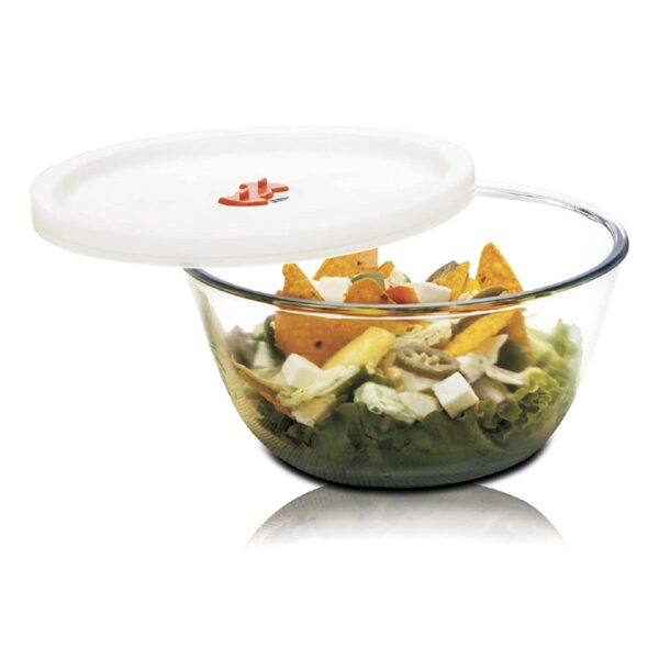 SignoraWare Borosilicate Glass Mixing Bowl and Serving Bowl with Lid and Steam release Knob Micro Wave Oven Safe